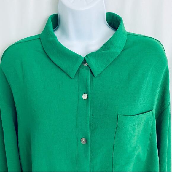 Faith and Joy Green Button Blouse  Size Large - Picture 2 of 11